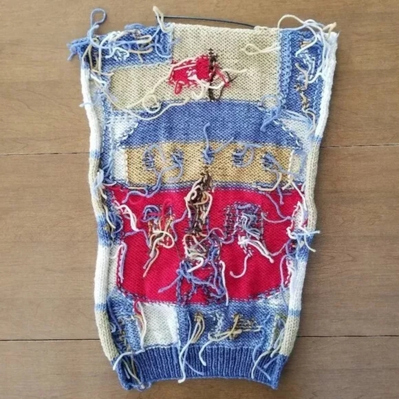 Vtg Handmade Crochet Noahs Ark Knit Wall Hanging Nursery Decor Animals Kids Baby - Picture 4 of 4